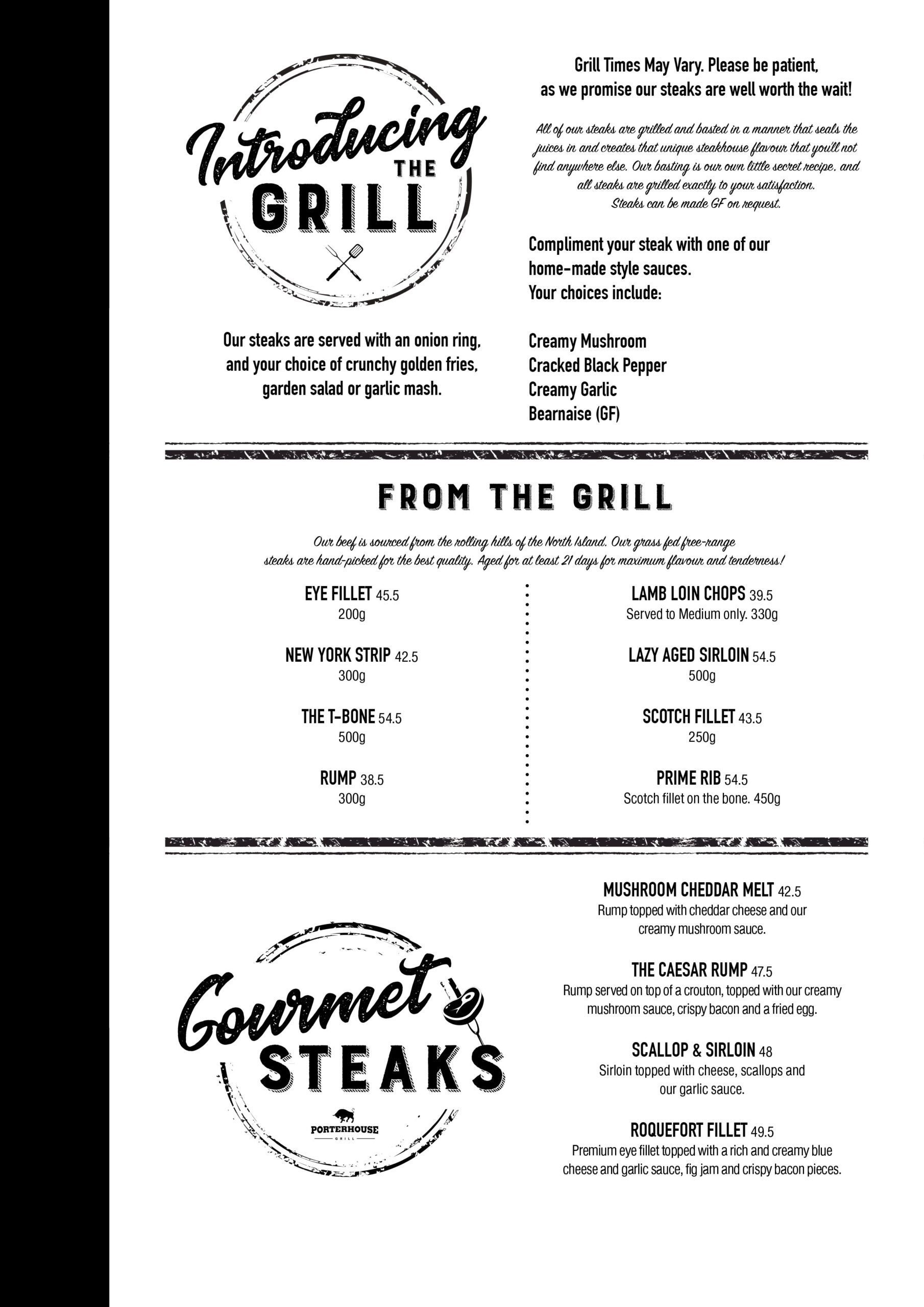 Main Menu Porterhouse Grill