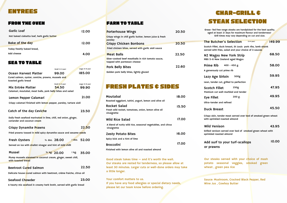 Main Menu - Porterhouse Grill